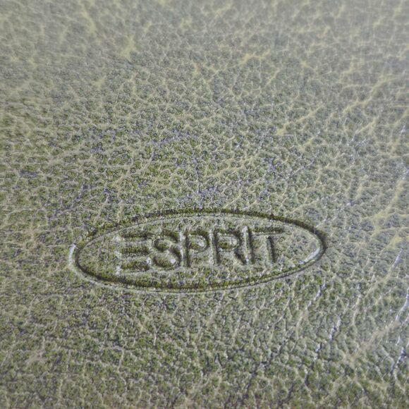 VTG ESPRIT Small Hand Tote Satchel Army Green Faux Leather Silver - Picture 4 of 9